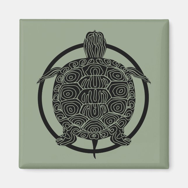 Turtle Zeichn - Wildlife Circle Series Magnet (Vorne)