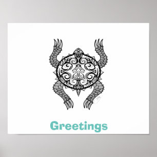 Turtle Zeichnend Poster