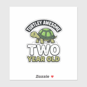 Turtle Zwei Jahre alte Geburtstags Vintage Gravur Aufkleber