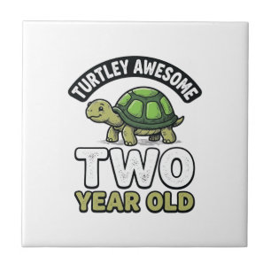 Turtle Zwei Jahre alte Geburtstags Vintage Gravur Fliese