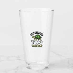 Turtle Zwei Jahre alte Geburtstags Vintage Gravur Glas