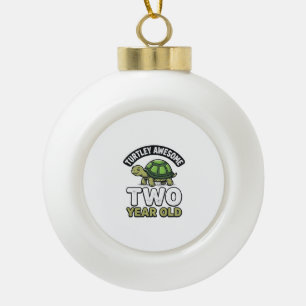 Turtle Zwei Jahre alte Geburtstags Vintage Gravur Keramik Kugel-Ornament