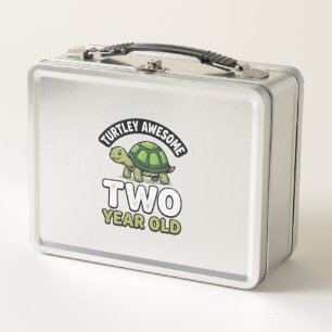 Turtle Zwei Jahre alte Geburtstags Vintage Gravur Metall Brotdose