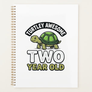 Turtle Zwei Jahre alte Geburtstags Vintage Gravur Planer