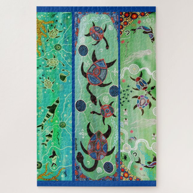 TURTLES & DOLPHINEN ABORIGINAL ART PUZZLE (Vertikal)