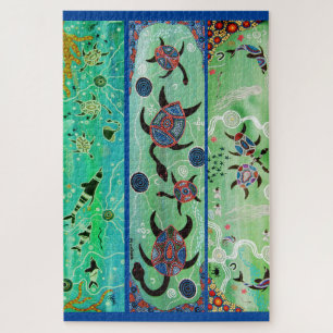 TURTLES & DOLPHINEN ABORIGINALE ART PUZZLE