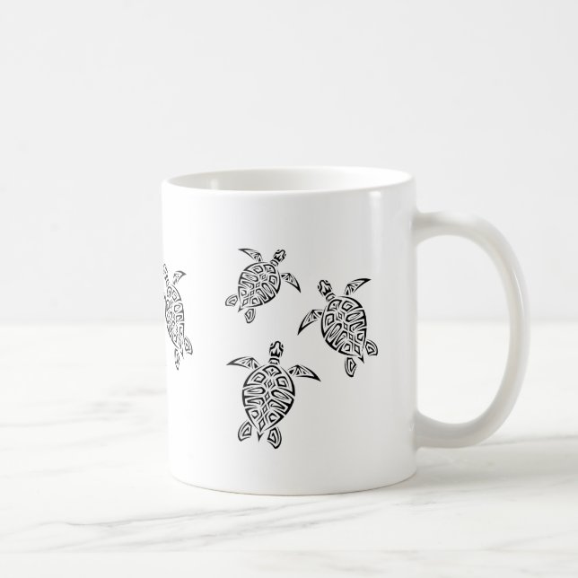 Turtles Stamm Tattoo Schwarzes Küstentier Kaffeetasse (Rechts)