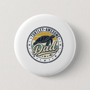 Turtley Awesome Papa Vintage Turtle Shirt Design_1 Button