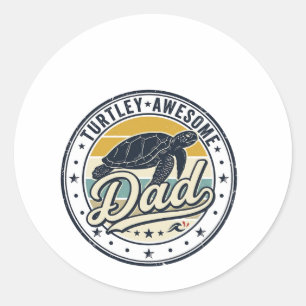 Turtley Awesome Papa Vintage Turtle Shirt Design_1 Runder Aufkleber