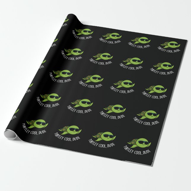 Turtley Cool Typ Funny Turtle Pun Dark BG Geschenkpapier (Ungerollt)
