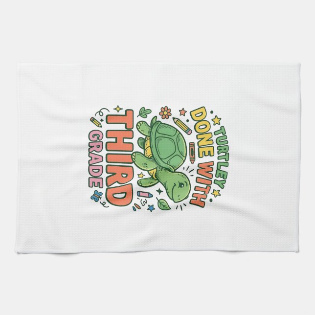 Turtley Fertig mit der dritten Klasse Turtle-Schul Geschirrtuch (Horizontal)