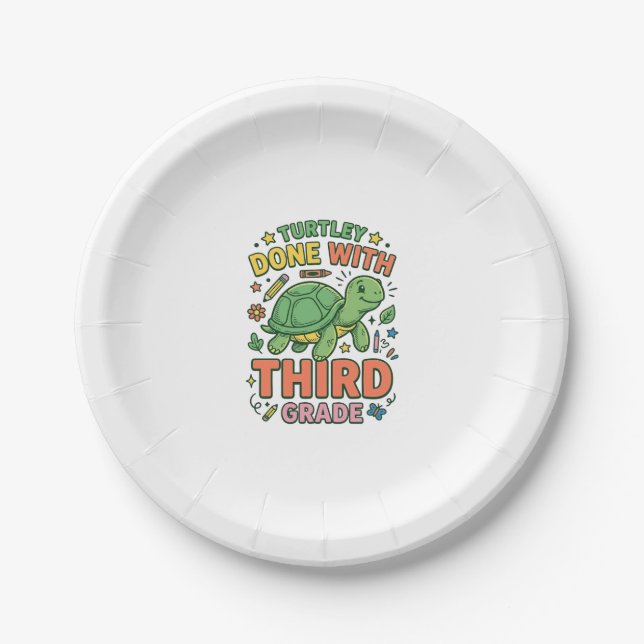 Turtley Fertig mit der dritten Klasse Turtle-Schul Pappteller (Vorderseite)