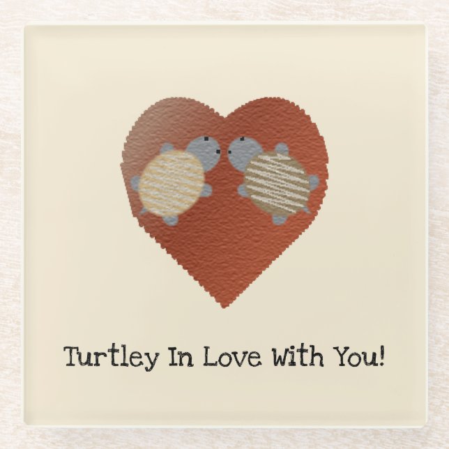 Turtley in Liebe mit You Turtles Glasuntersetzer (Vorderseite)