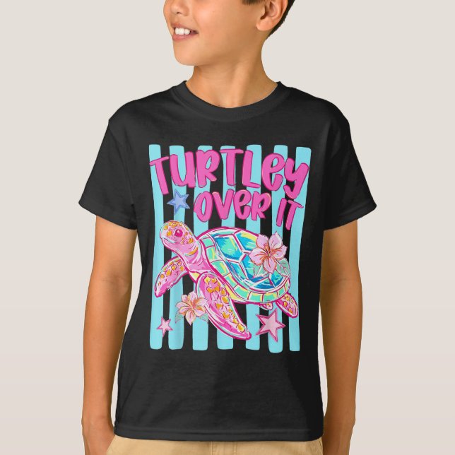 Turtley Over It Ed Turtle Turtle Sarkastischer Som T-Shirt (Vorderseite)