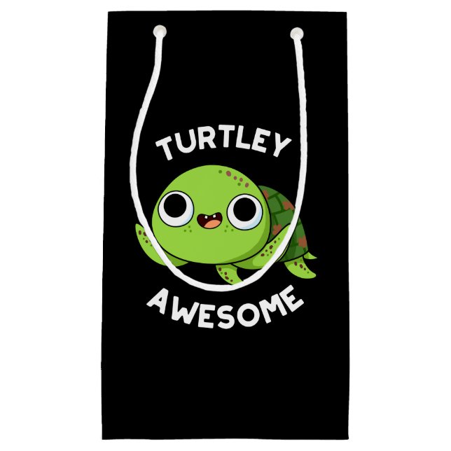 Turtley Phantastisch Funny Turtle Pun Dark BG Kleine Geschenktüte (Vorderseite)