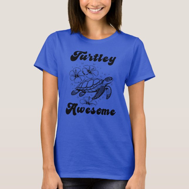 Turtley Phantastisch, Turtle mit Blume T-Shirt (Vorderseite)