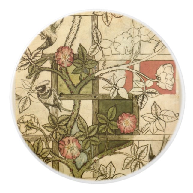 Türzieher mit Trellis Design von William Morris Keramikknauf (Vorderseite)