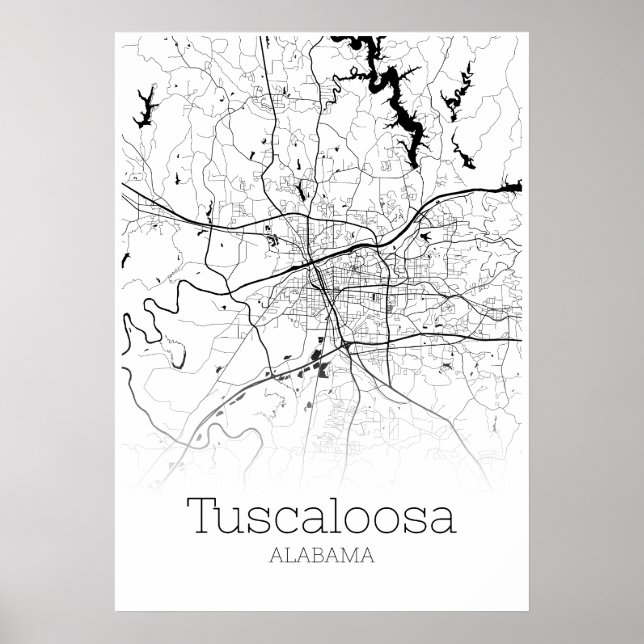 Tuscaloosa Karte - Alabama - City Map Poster (Vorne)