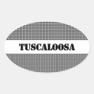 Tuscaloosa mit Hahnentrittmuster (von MG Dezigns) Ovaler Aufkleber