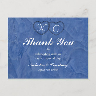 Tuscan Blue Hearts Danksagungskarte Postkarte