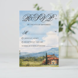 Tuscan Countryside Scenery Wedding Response Card RSVP Karte
