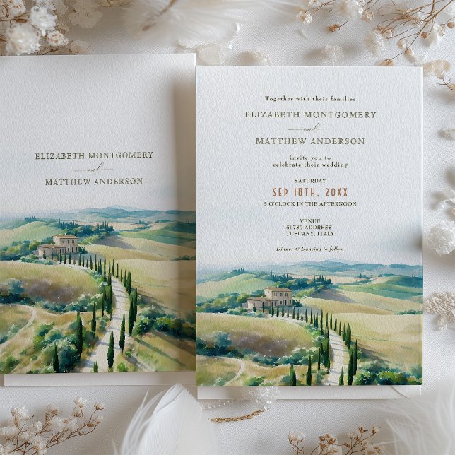 Tuscan Dreamscape Hochzeit Wasserfarbenwelt Einladung (Von Creator hochgeladen)
