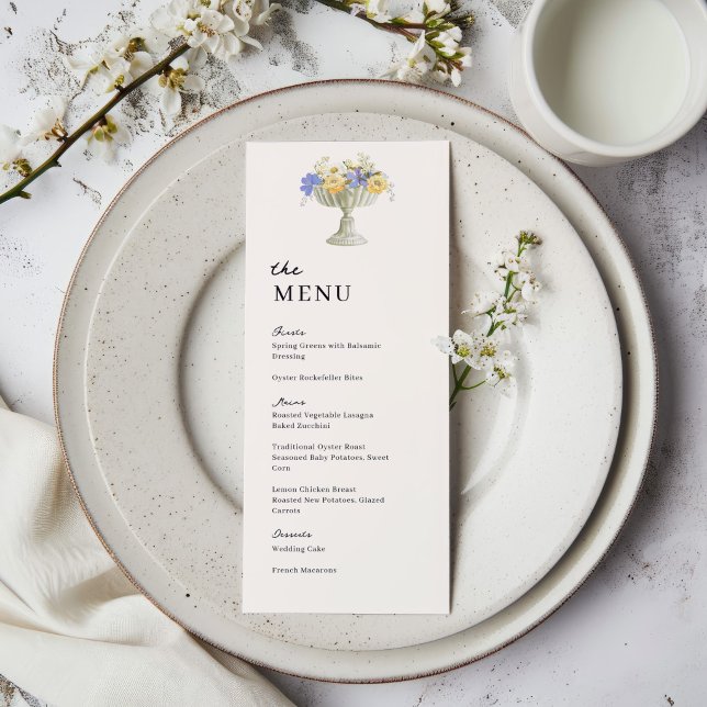 Tuscan Garden Urn Wedding Wedding Dinner Menükarte (Von Creator hochgeladen)