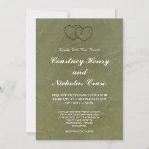 Tuscan Green Hearts Hochzeitskarten Einladung