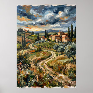 Tuscan Hills Village Landschaftsposter Poster