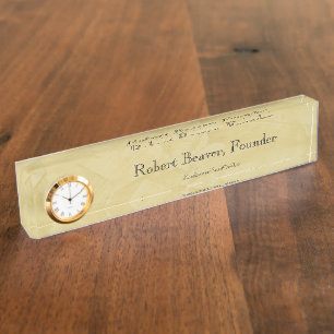 Tuscan Sun Schreibtisch Namensschild mit Uhr Namensplakette