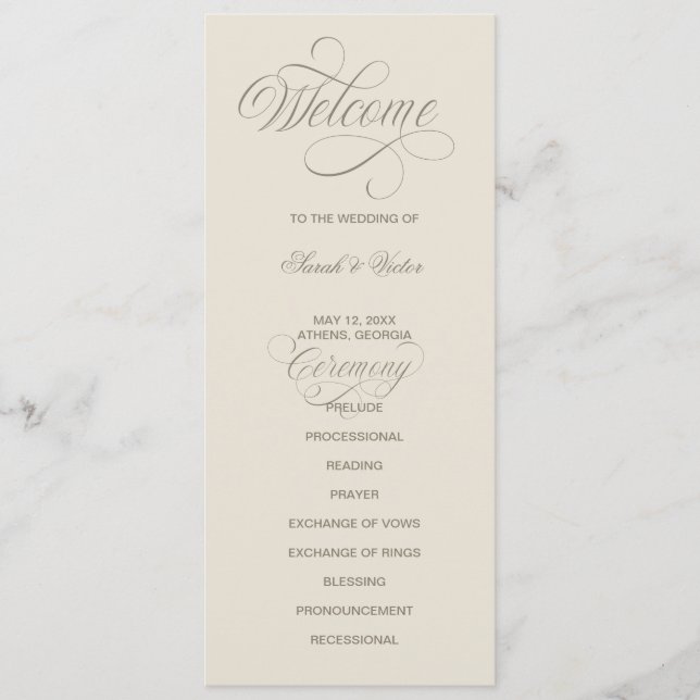 Tuscan Valla Calligraphy double side program card  Programm (Vorderseite)