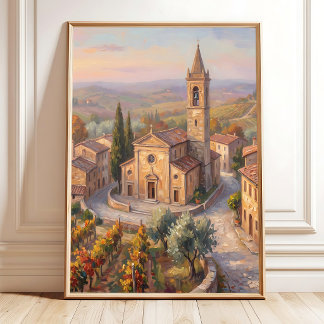 Tuscan Village Dämmerung Leinwanddruck Poster