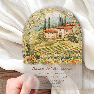 Tuscan Vineyard Arch Acrylic Wedding Invitation Acryleinladungen