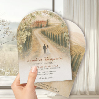 Tuscan Vineyard Elegant Arch Wedding  Einladung