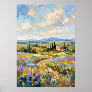 Tuscan Wildflower Path Landschaftsposter Poster