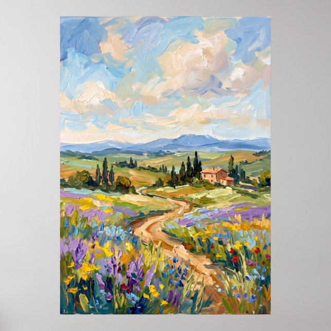 Tuscan Wildflower Path Landschaftsposter Poster (Vorne)