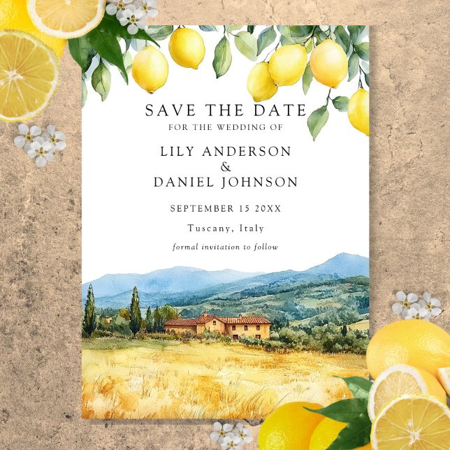 Tuscanische Szene Italienische Hochzeit mit Zitron Save The Date (Von Creator hochgeladen)