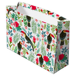 Tuscans and colorful tropical flowers pattern große geschenktüte