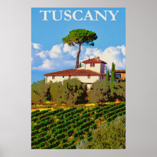 Tuscany Italy Vintage Travel Italian Villa Poster