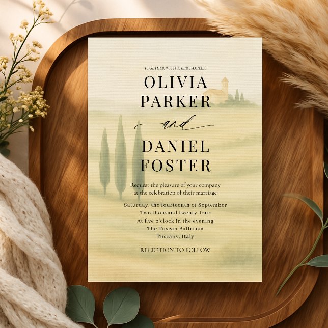 Tuscany Italy Watercolor Destination Wedding  Einladung (Von Creator hochgeladen)