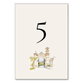Tuscany Italy Wedding Table Numbers Watercolor Tischnummer