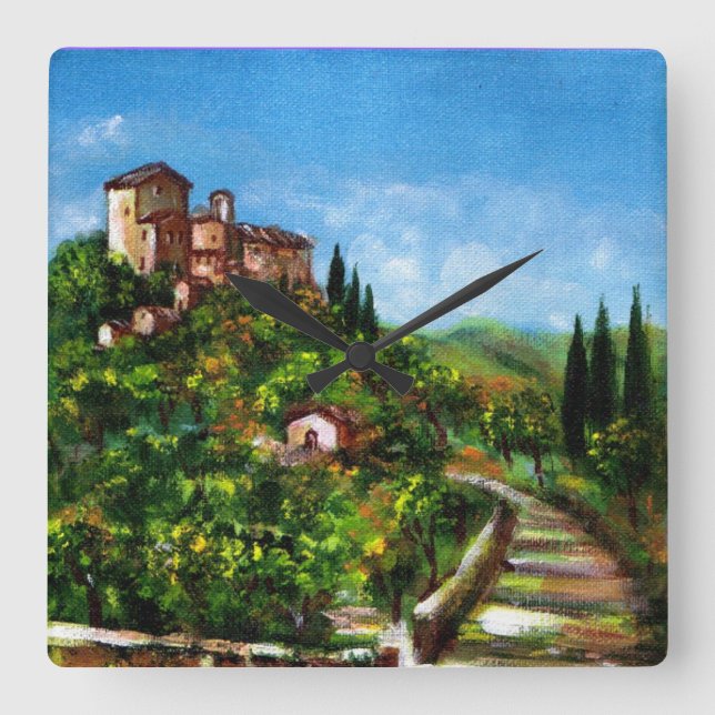 TUSCANY LANDSCAPE QUADRATISCHE WANDUHR (Vorderseite)