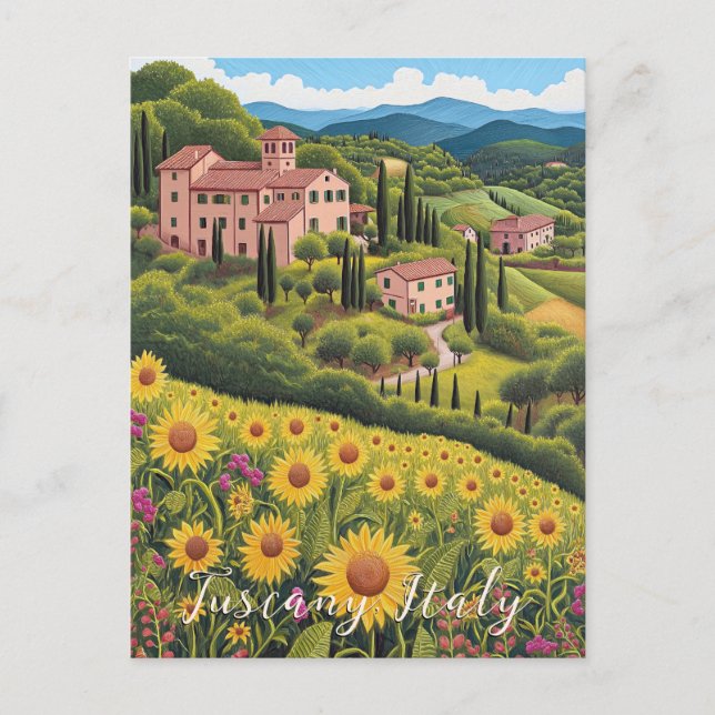 Tuscany Sunflower Valley | Italien Reise | Art Postkarte (Vorderseite)