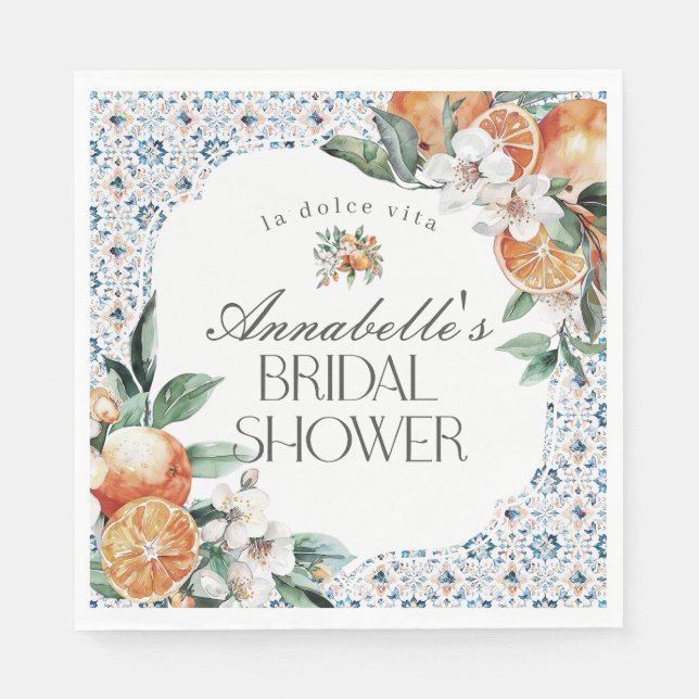 Tuscany Tile Italienisches Brautparty Tischdekorat Serviette (Vorderseite)