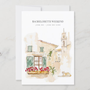 Tuscany Wasserfarbe Bachelorette Wochenende Einlad Einladung