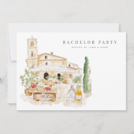 Tuscany Watercolor Bachelor Party Einladungskarte Einladung