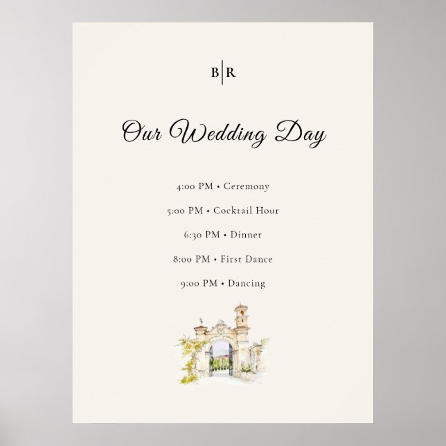 Tuscany Wedding Timeline Poster Order of Events (Vorne)