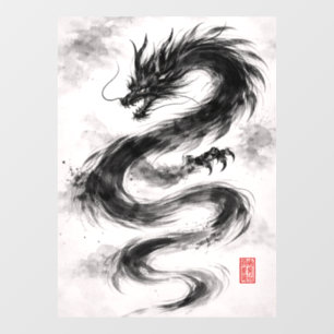 Tusche-Drache – Schatten des Windes Fensteraufkleber
