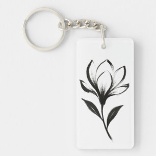 Tusche-Stil Magnolie – Elegantes florales Design a Schlüsselanhänger