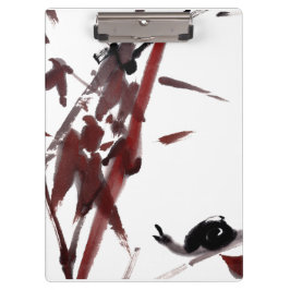 Tuschekunst mit Schnecke und Rotem Bambus Klemmbrett